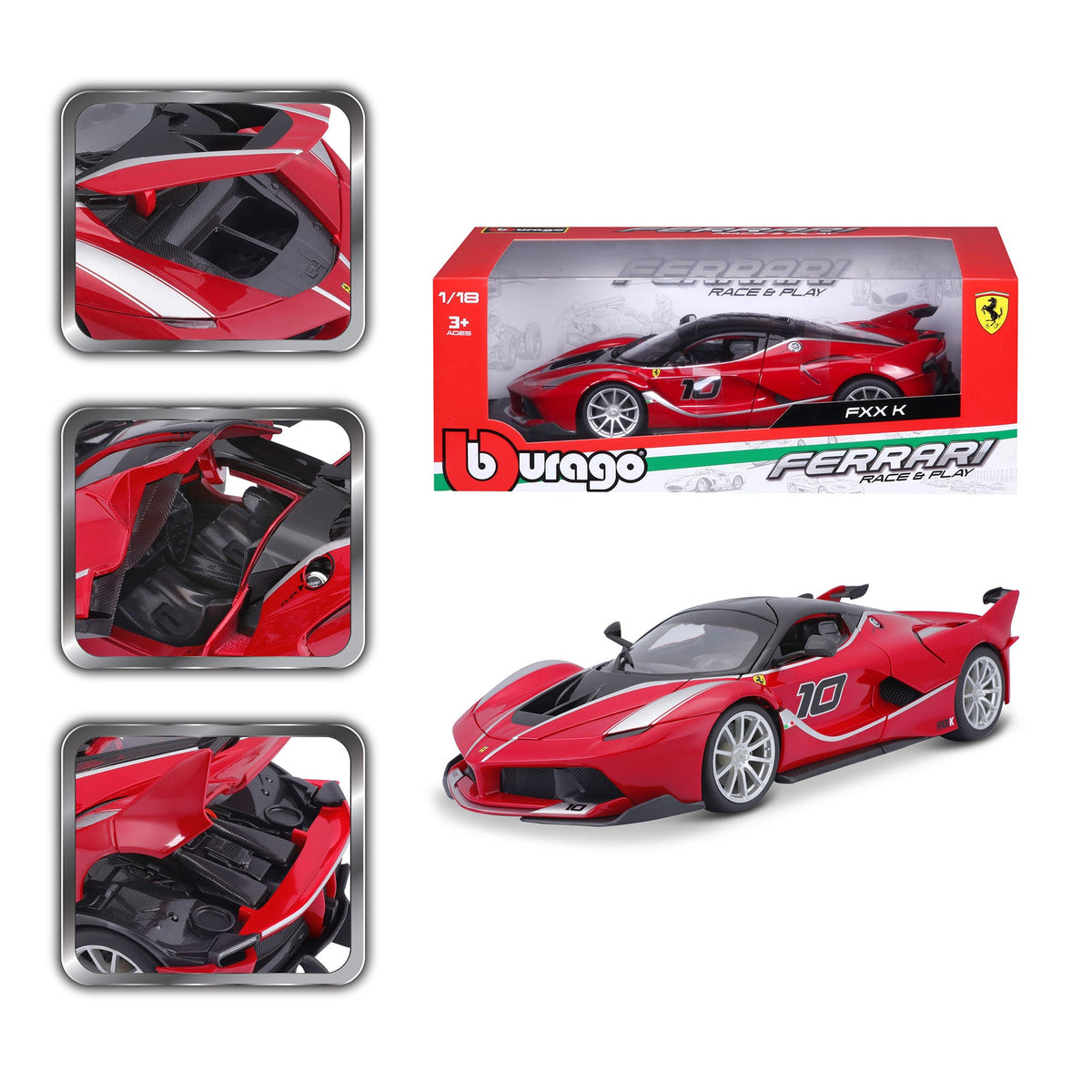 18-16010 Bburago Ferrari R&P - Ferrari FXX K #10, rouge - Échelle 1:18