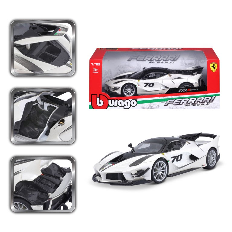 18-16012 Bburago Ferrari Race & Play - Ferrari FXX K #70, blanc - 1:18