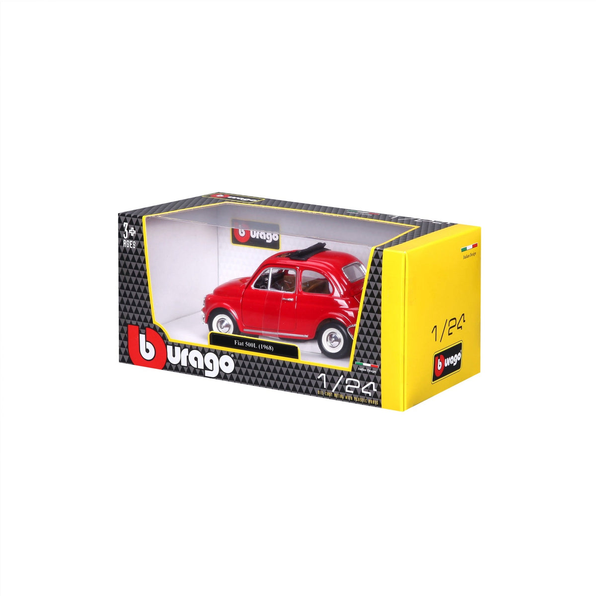 *18-22099 Bburago - Fiat 500L (1968), rouge - Échelle 1:24