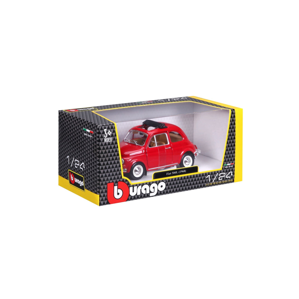 *18-22099 Bburago - Fiat 500L (1968), rouge - Échelle 1:24