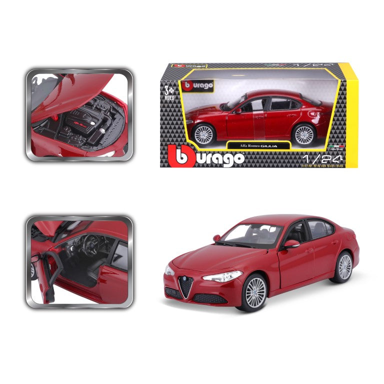 18-21080 RD Bburago - Alfa Romeo Giulia (2016), rouge - Échelle 1:24