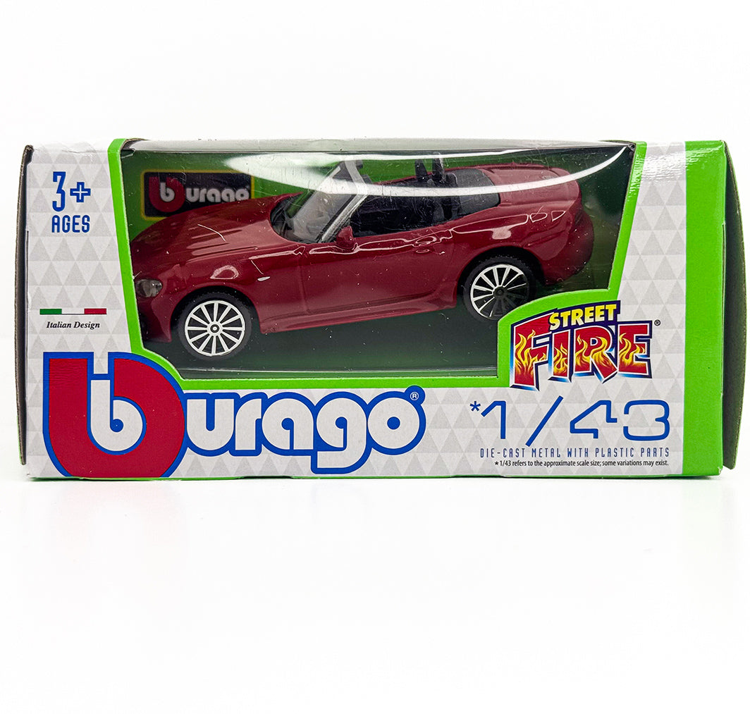 18-30424 Bburago Street Fire - Fiat 124 Spider, rouge - Échelle 1:43