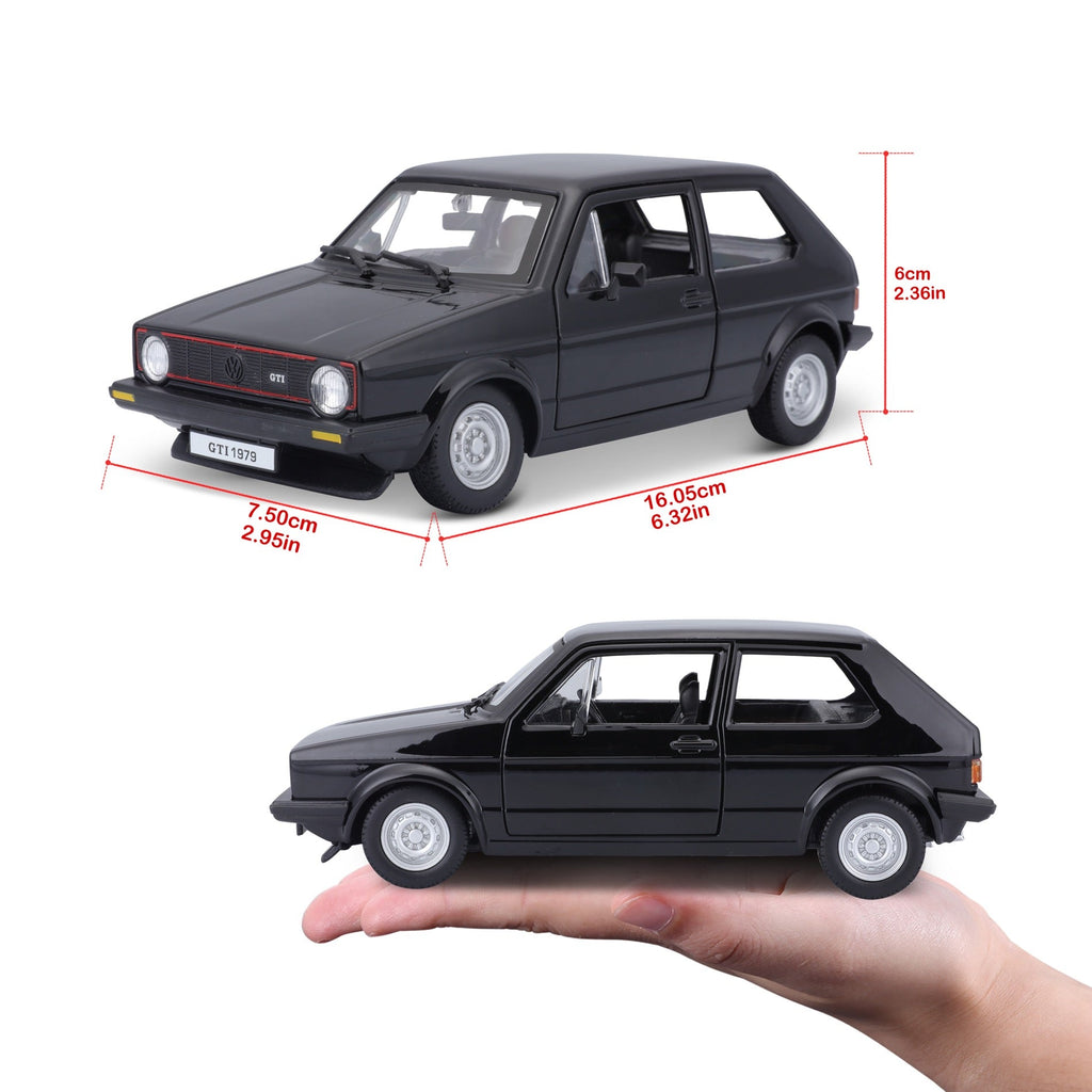 18-21089 Bburago - Volkswagen Golf Mk1 GTI (1979), noir - 1:24