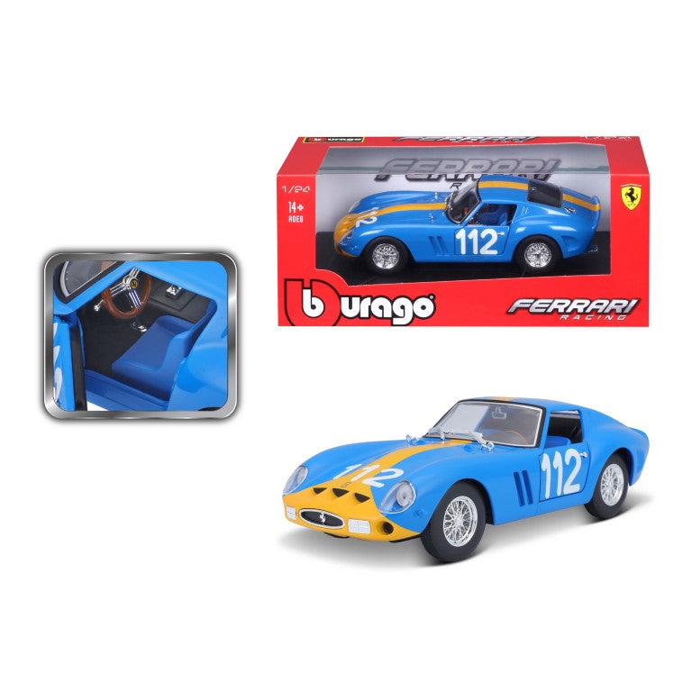 18-26305 Bburago Ferrari Racing - Ferrari 250 GTO, bleu - Échelle 1:24