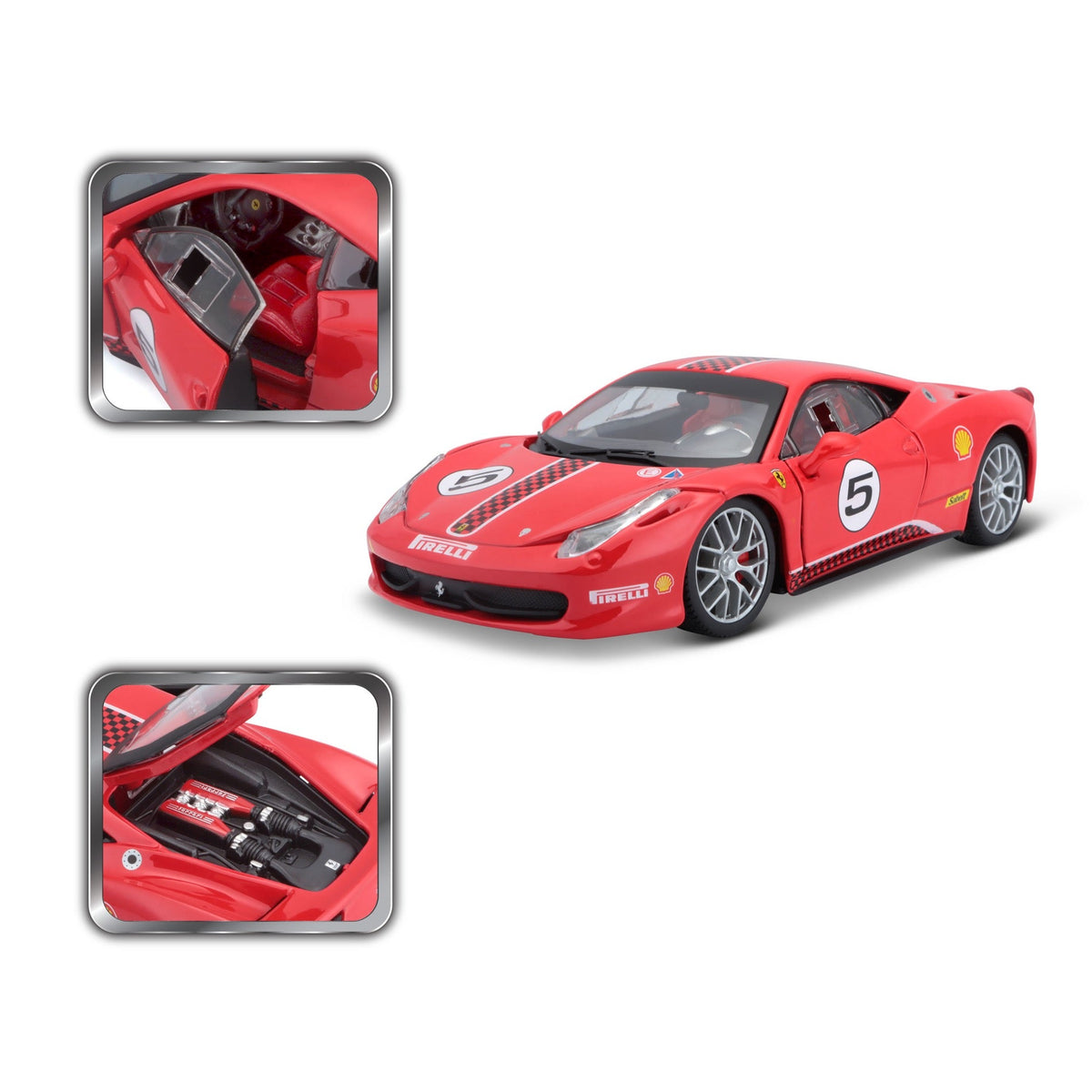 18-26302 Bburago Ferrari Racing - Ferrari 458 Challenge, rouge - Échelle 1:24