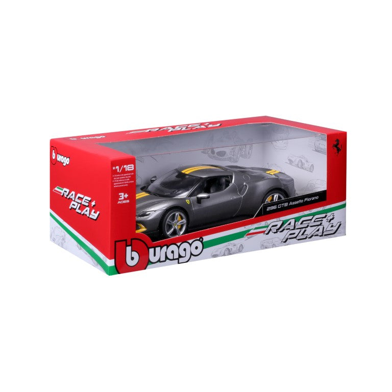 18-16017 Bburago Ferrari R&P Ferrari 296 GTB Assetto Fiorano, grise 1:18