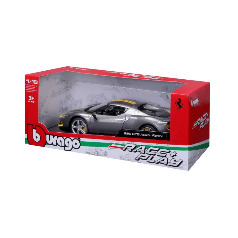 18-16017 Bburago Ferrari R&P Ferrari 296 GTB Assetto Fiorano, grise 1:18