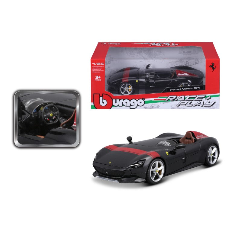 18-26027 Bburago Ferrari Race&Play - Ferrari Monza, noire - Échelle 1:24