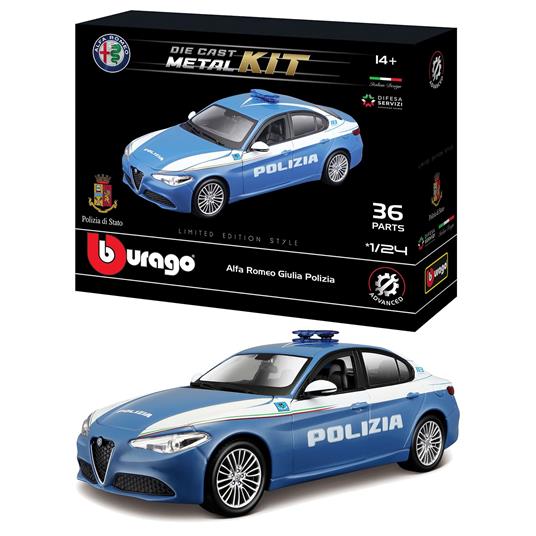 18-25129 Bburago - Alfa Romeo Giulia Polizia - Échelle 1:24 - Maquette Kit