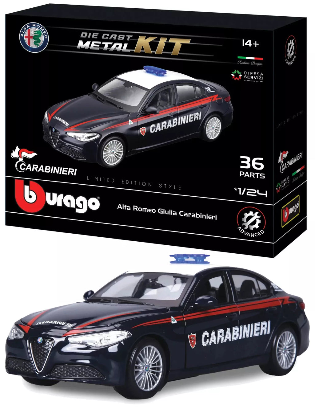 18-25128 Bburago - Alfa Romeo Giulia Carabinieri - Maquette à l'échelle 1:24