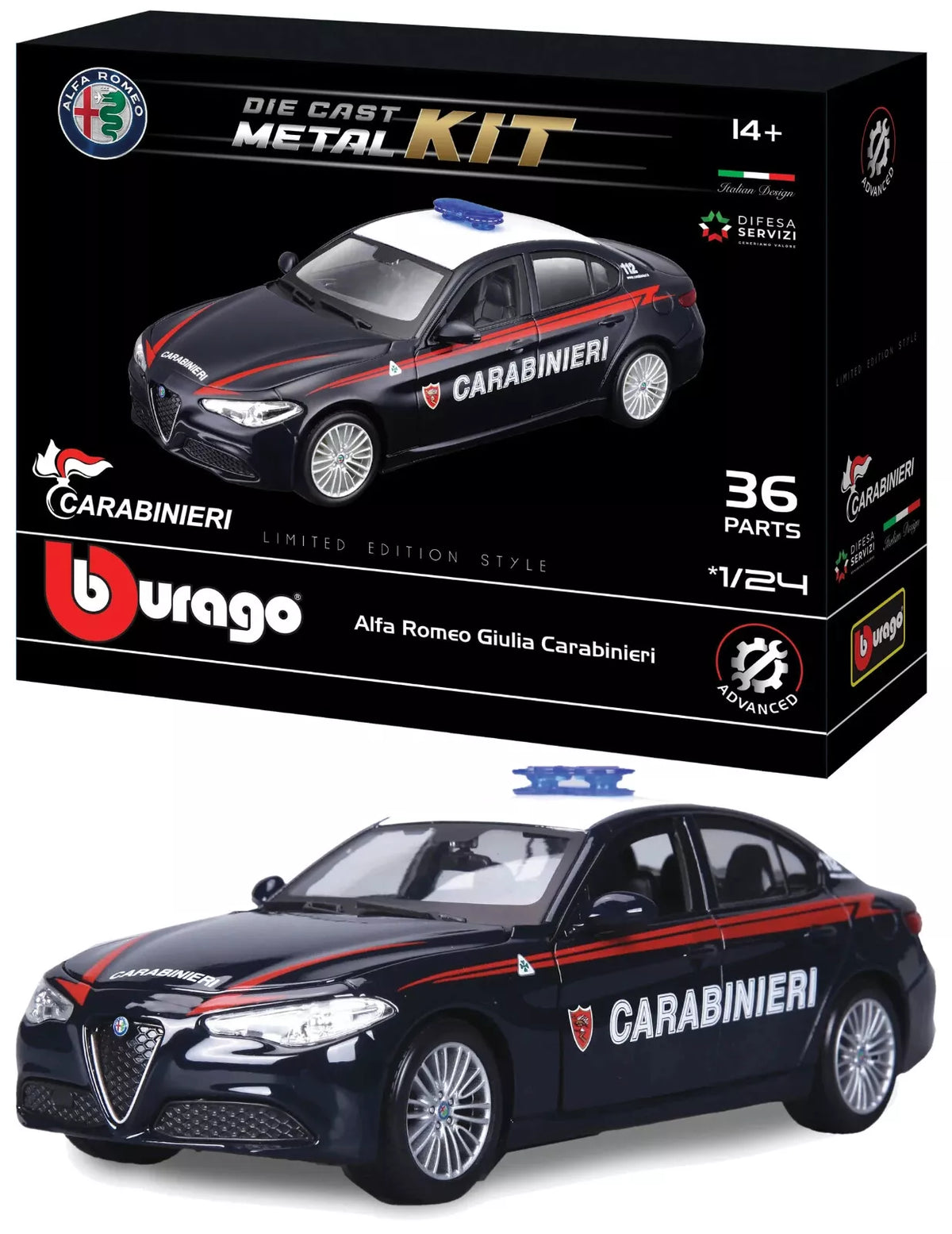 18-25128 Bburago - Alfa Romeo Giulia Carabinieri - Maquette à l'échelle 1:24