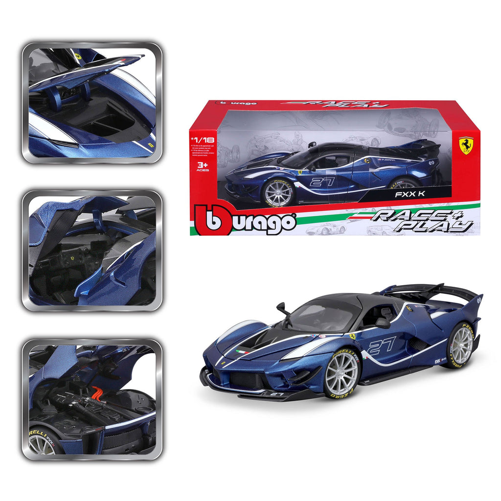 18-16012 Bburago Ferrari Race & Play - Ferrari FXX K #27, bleu - 1:18
