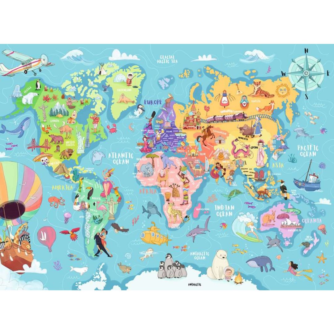 13343 Ravensburger - Carte du monde - Puzzle XXL - 100 pièces