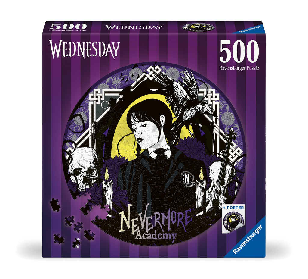17573 Ravensburger - Mercredi Addams - Puzzle rond 500 pièces