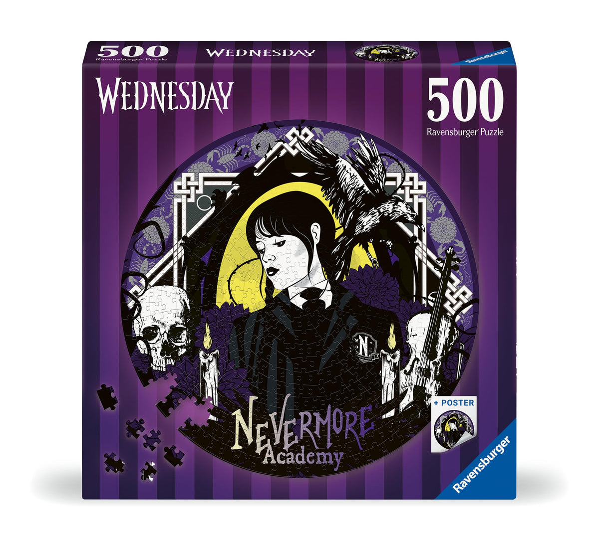 17573 Ravensburger - Mercredi Addams - Puzzle rond 500 pièces