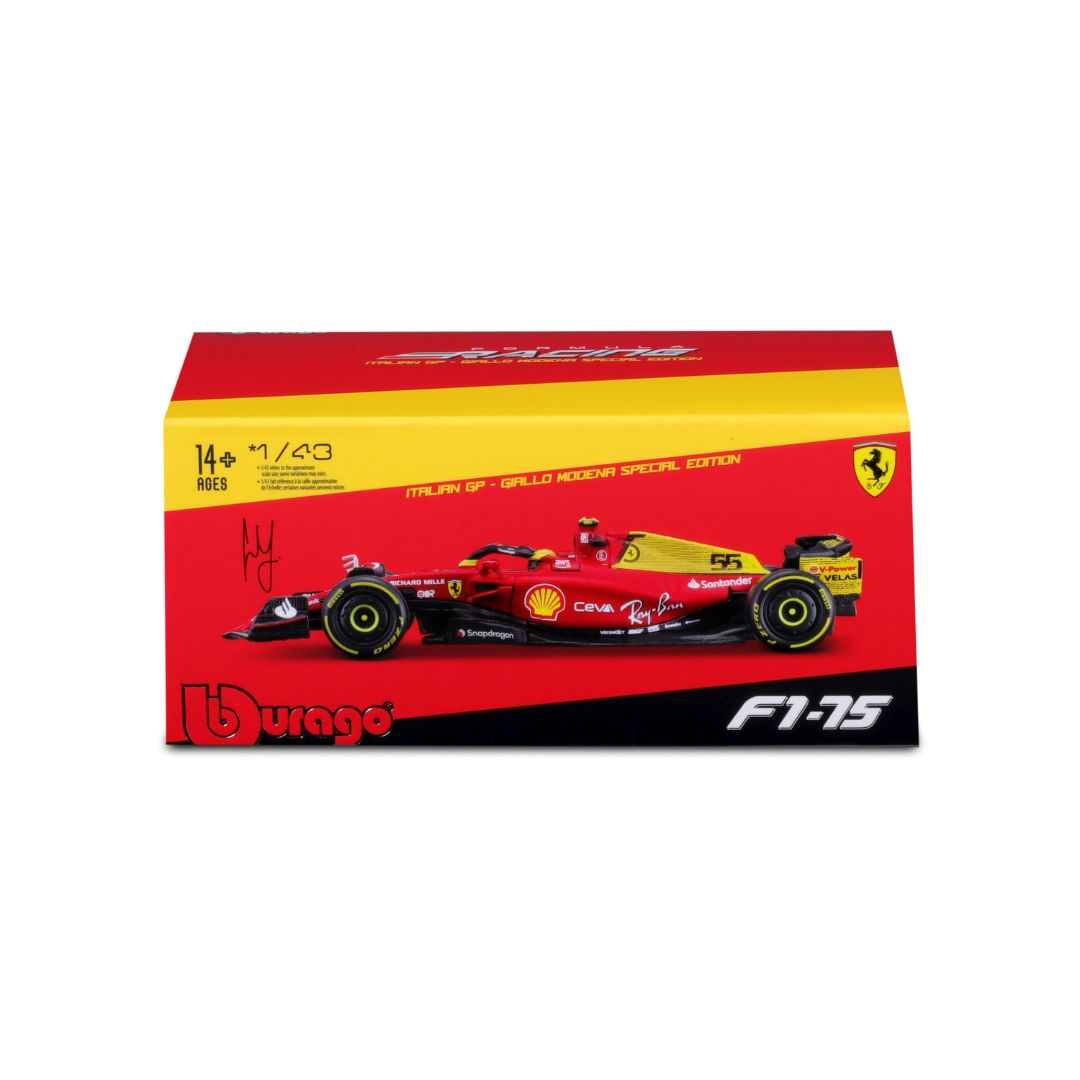 18-36831 Bburago - Ferrari F1- 75 (2022) #55 Sainz, avec casque - 1:43