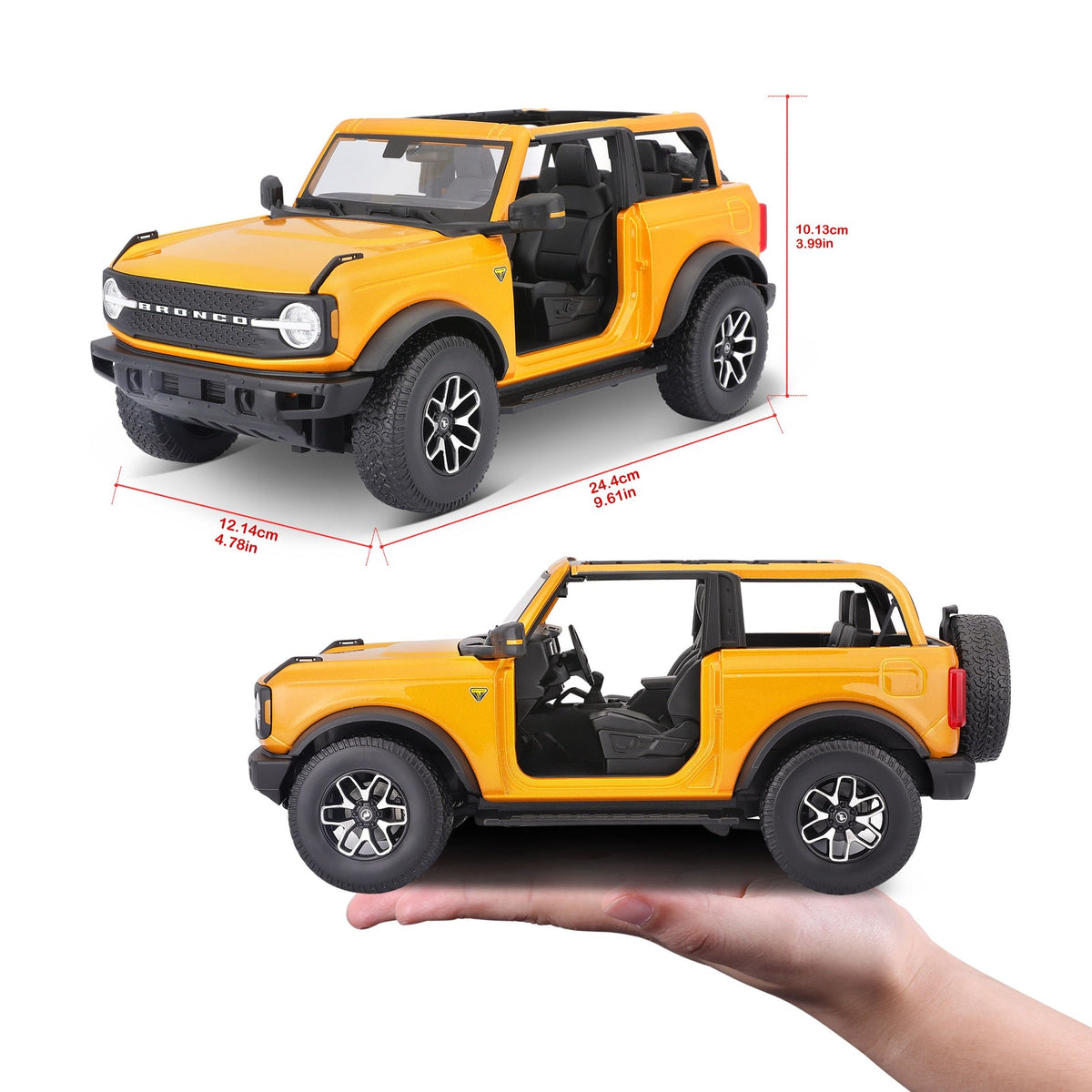 31457 Bburago Maisto - Ford Bronco Badlands 2021 (sans porte), orange