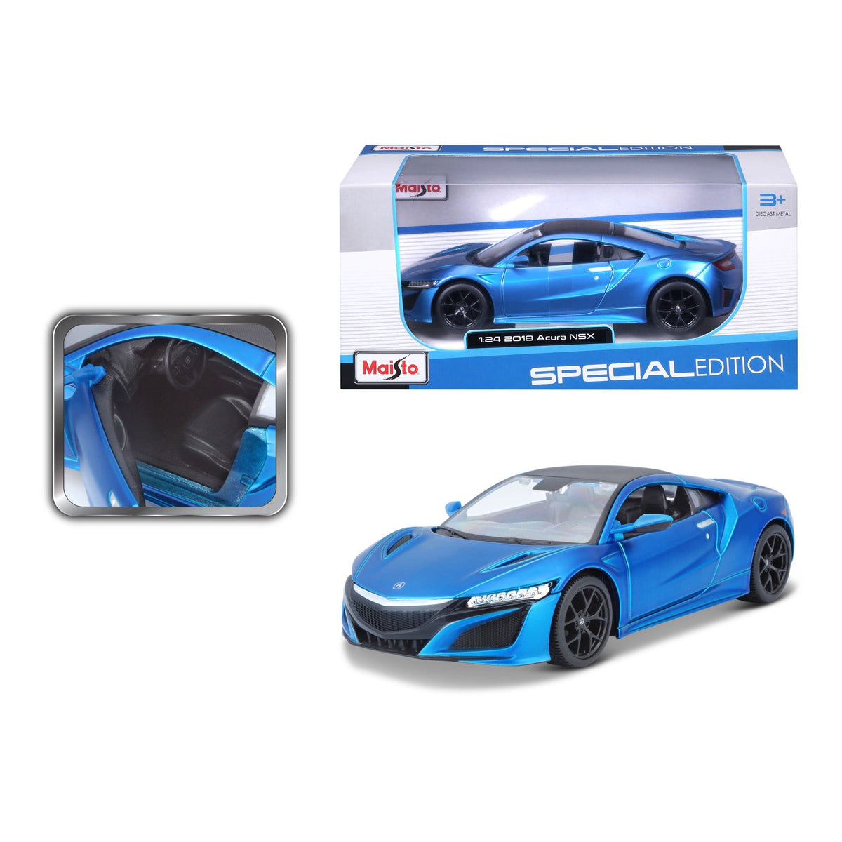 31234 BU -Bburago Maisto  1:24 - 2018 Acura NSX Bleu Mét.