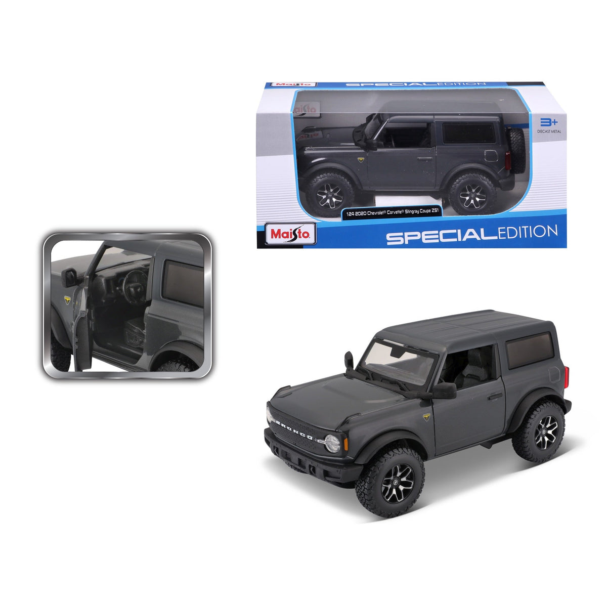 10-31530 Bburago 1:24 2021 Ford Bronco (version 2 portes) gris noir