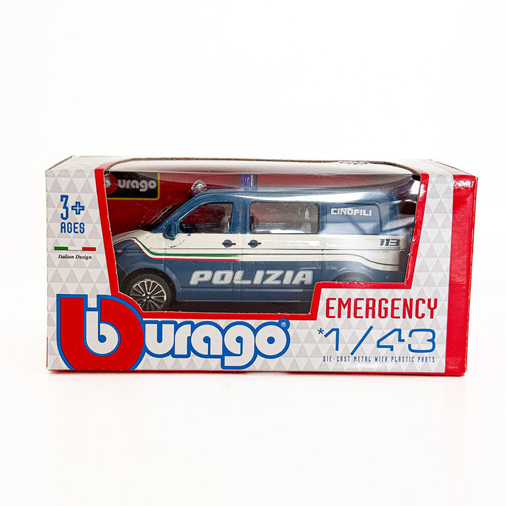 18-30448 Bburago - Volkswagen Transporter T6 Police - Véhicule pour chiens - 1:43