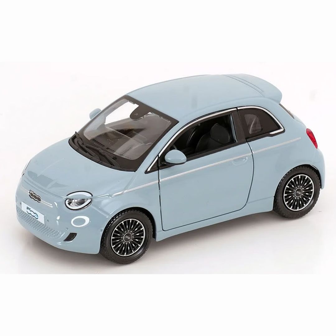 18-21110 Bburago - Fiat 500e (2023), celeste - Échelle 1:24