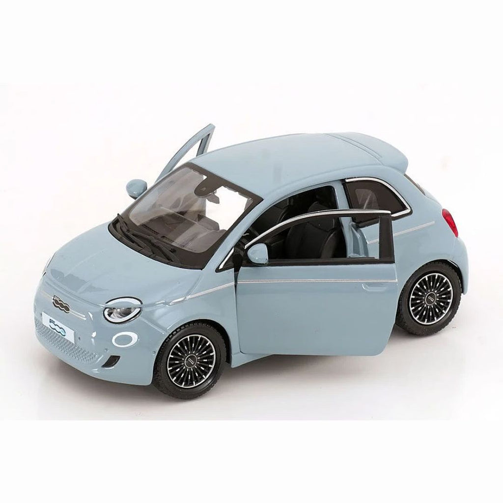 18-21110 Bburago - Fiat 500e (2023), celeste - Échelle 1:24