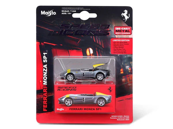 15702 Bburago Maisto - Icône de Vitesse : Ferrari Monza SP1, argent - Échelle 1:64