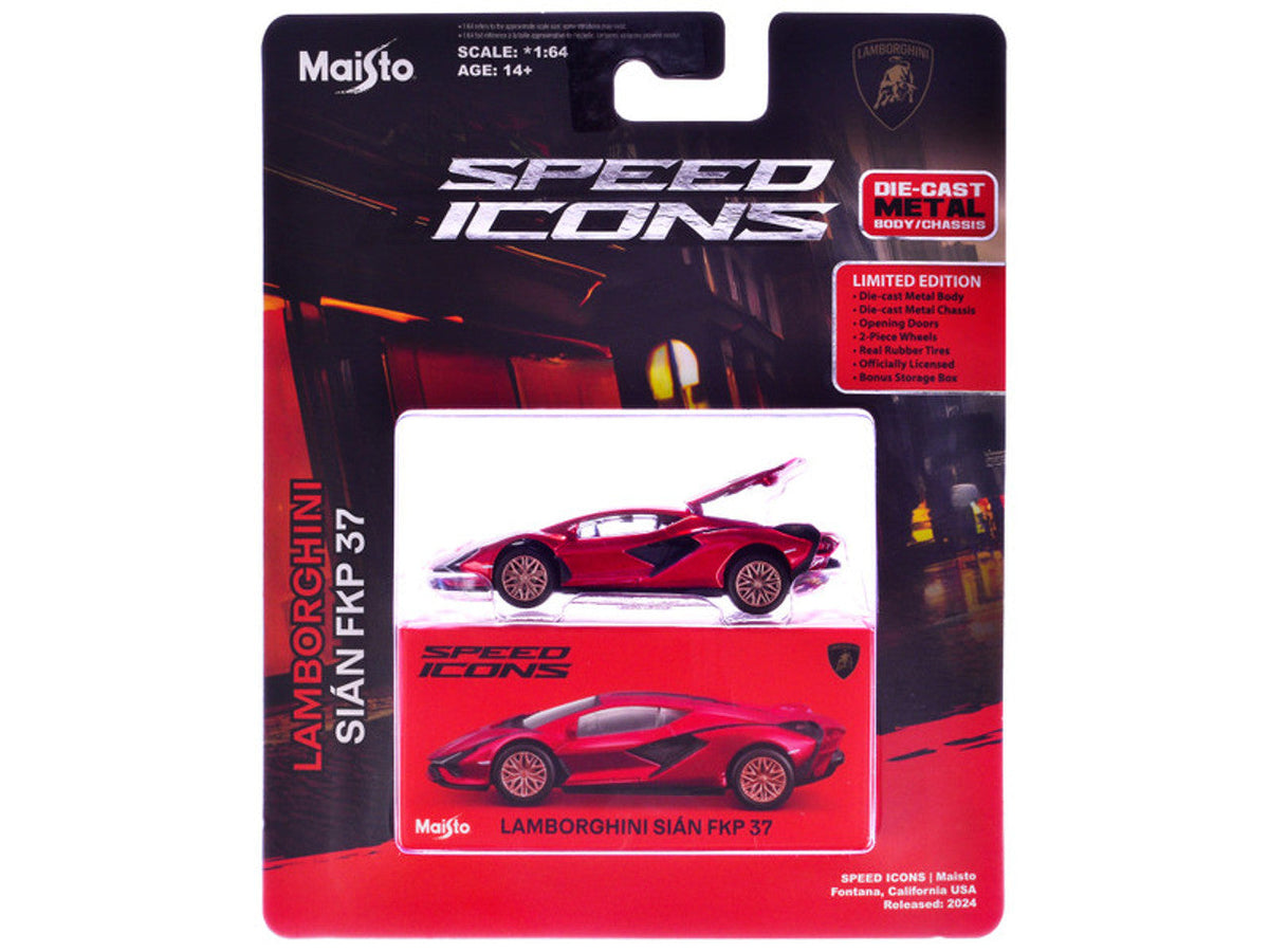 15706 Bburago Maisto - Icône de Vitesse : Lamborghini Sian FKP 37, rouge - Échelle 1:64
