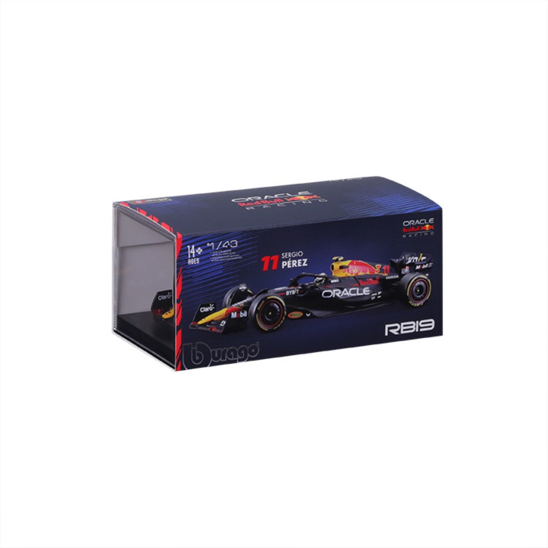 18-38083 Bburago Course F1 Red Bull Racing RB19 #11 Perez, avec casque - 1:43