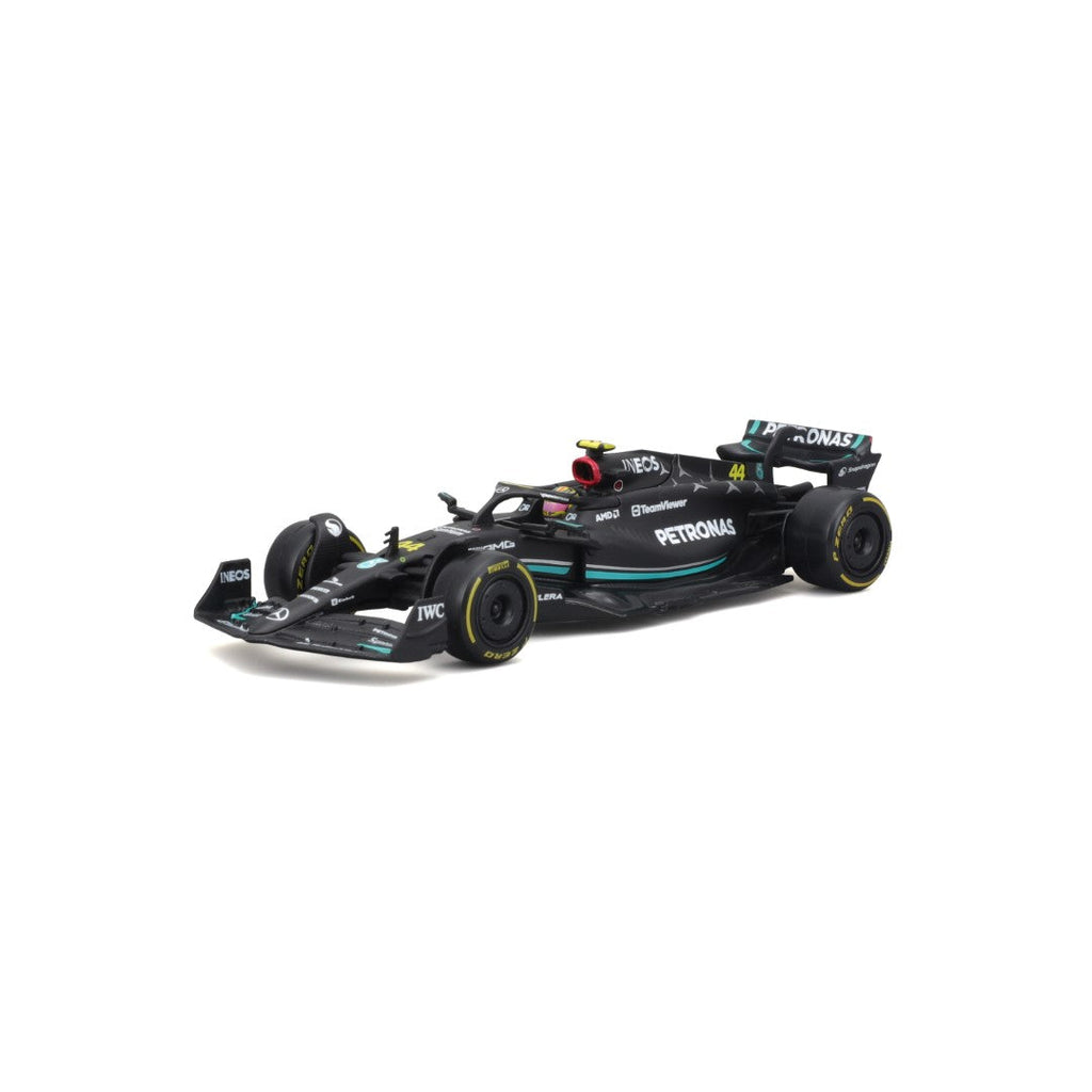 18-38081 Bburago Race -Mercedes AMG F1 W14 EPerformance #44 Hamilton, avec casque