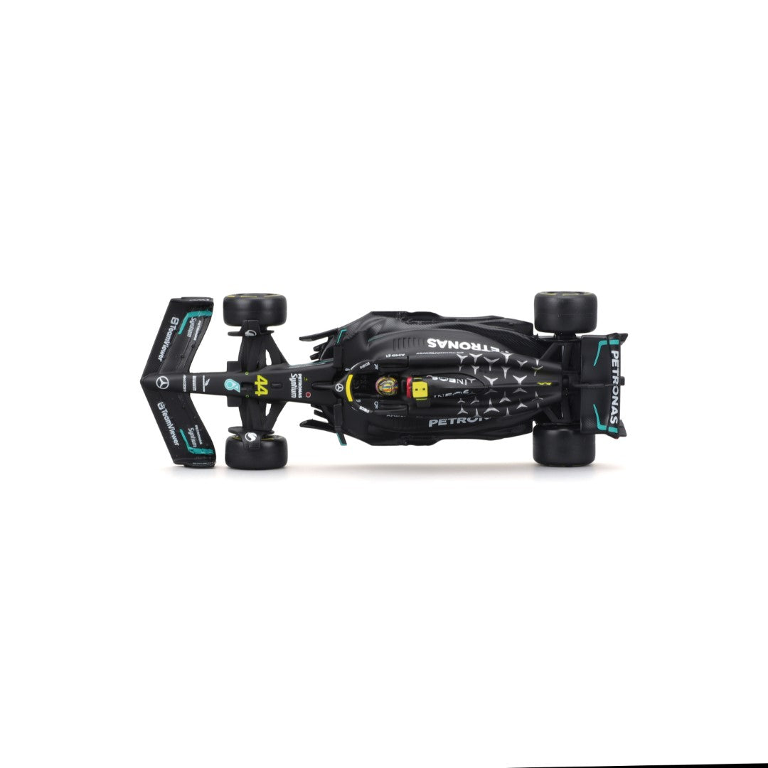 18-38081 Bburago Race -Mercedes AMG F1 W14 EPerformance #44 Hamilton, avec casque