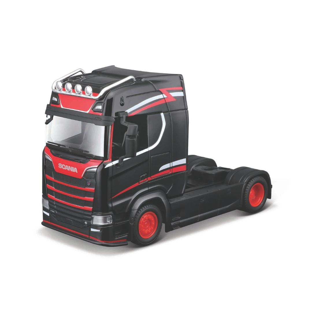 18-32207 Bburago Street Fire - Camions de transport : Scania 770 S, noir - Échelle 1:43