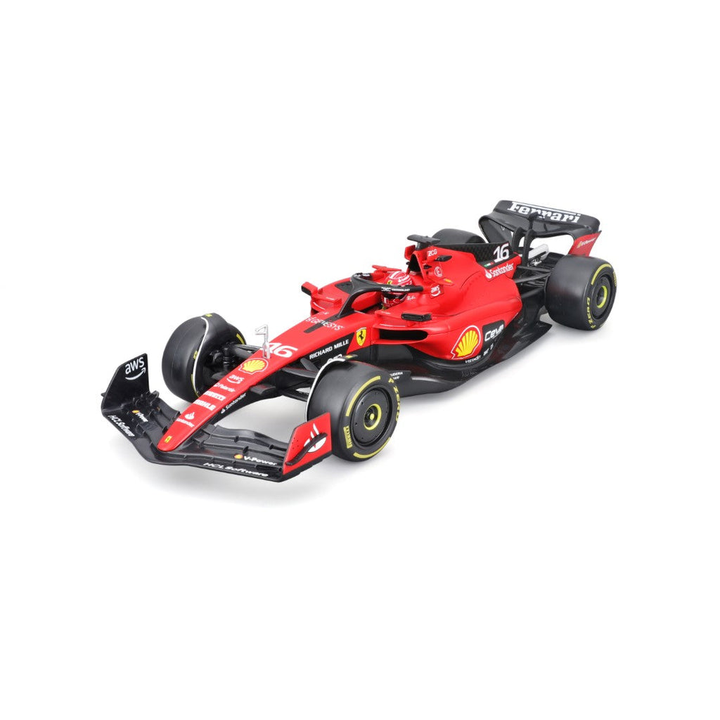 18-16812 Bburago Ferrari Racing F1 Ferrari SF-23, avec casque #16 Leclerc - 1:18