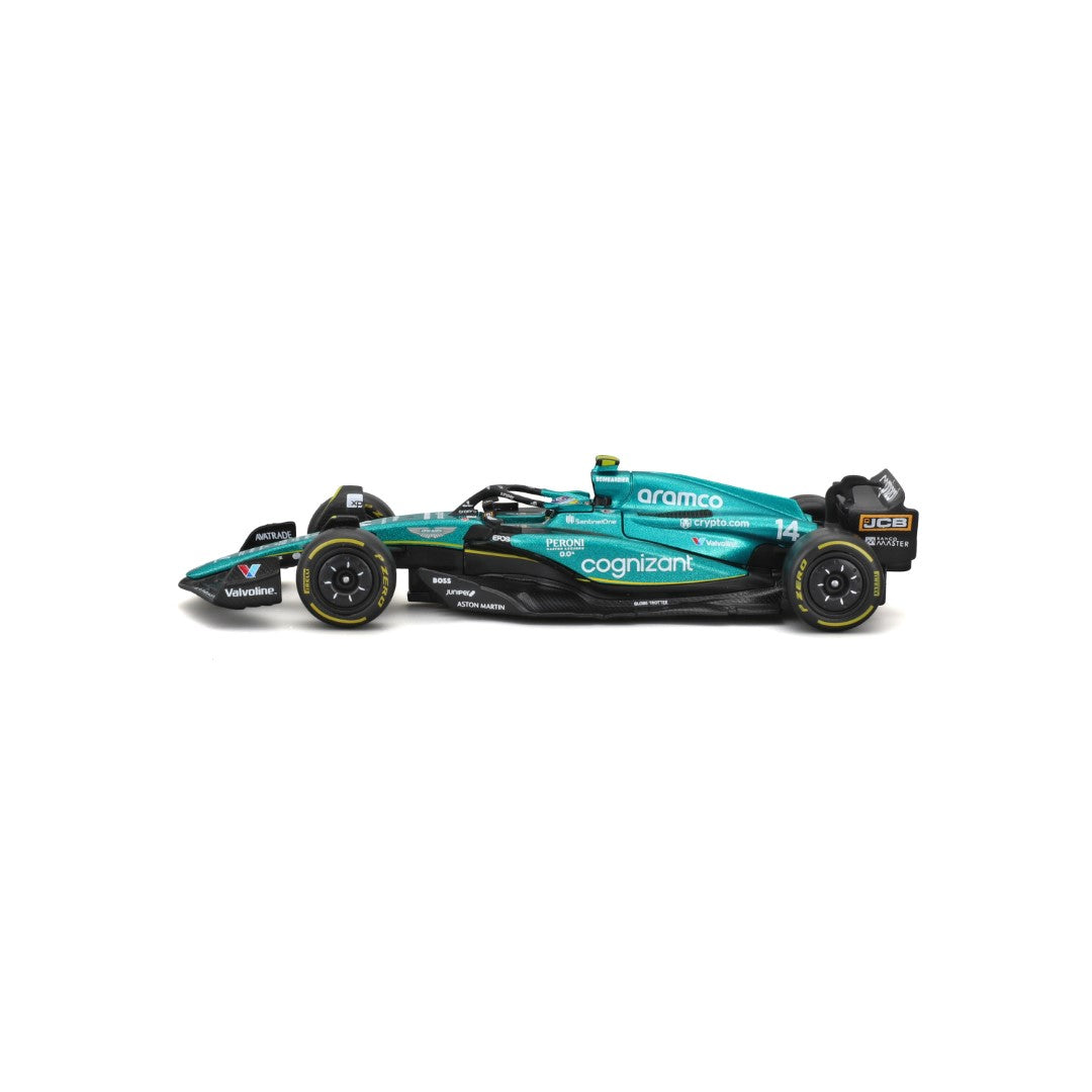 18-38091A Bburago - Aston Martin AMR23 #14 (Alonso), avec casque - 1:43
