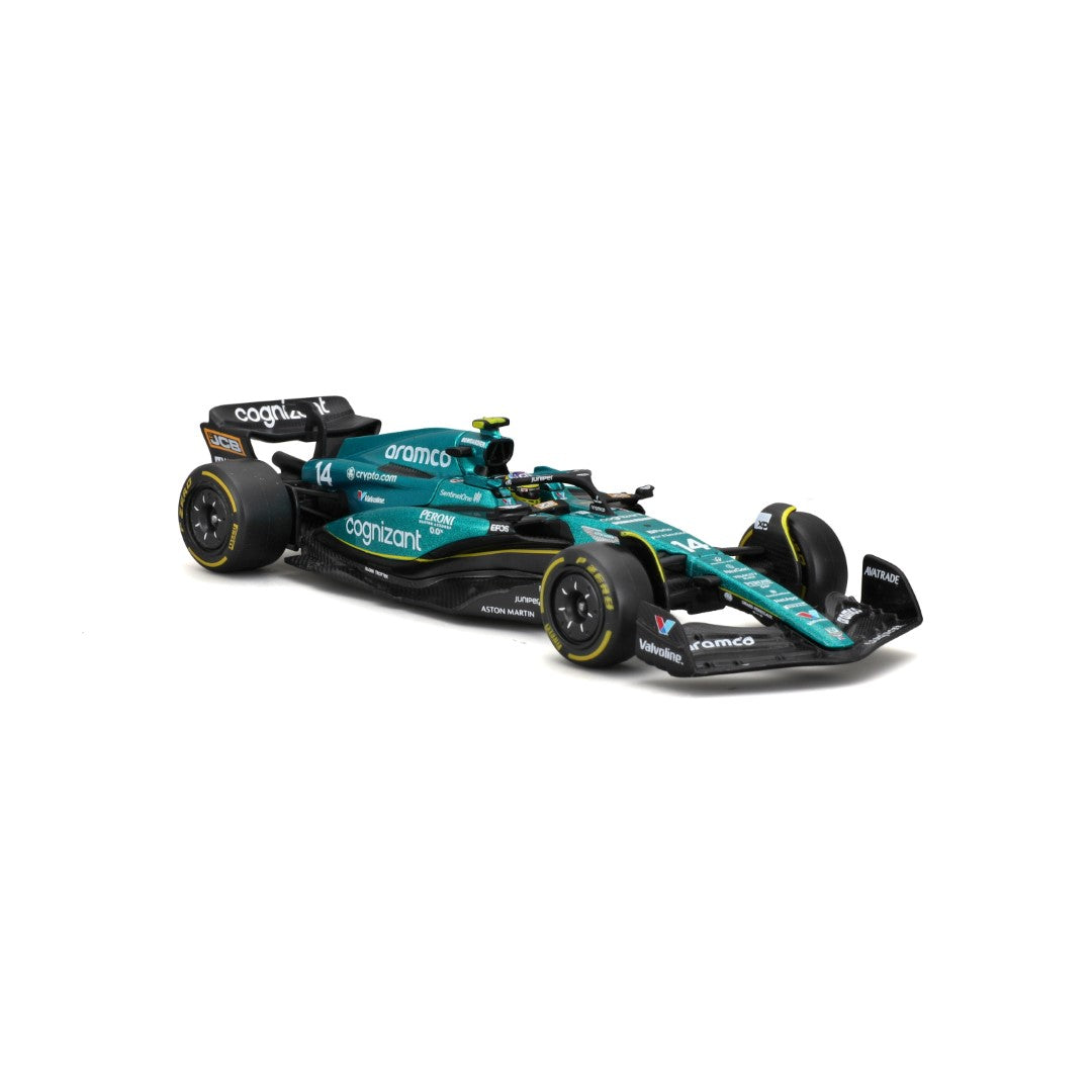 18-38091A Bburago - Aston Martin AMR23 #14 (Alonso), avec casque - 1:43