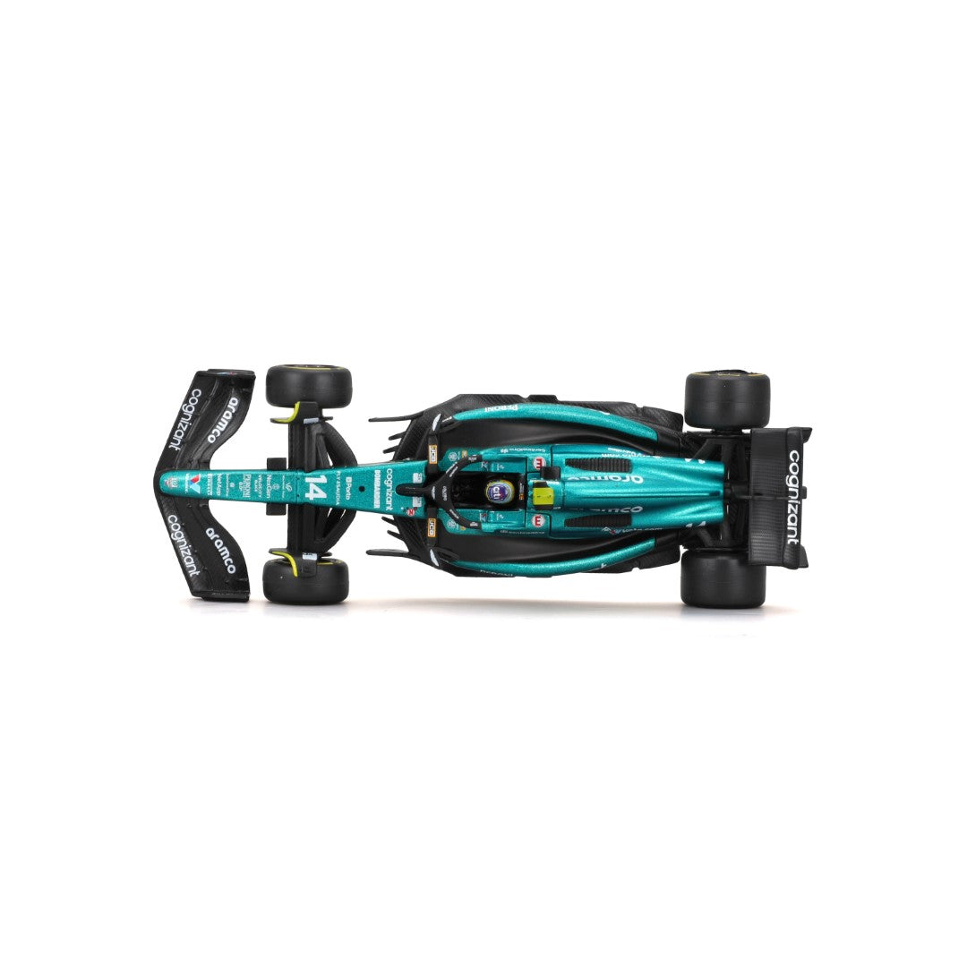 18-38091A Bburago - Aston Martin AMR23 #14 (Alonso), avec casque - 1:43