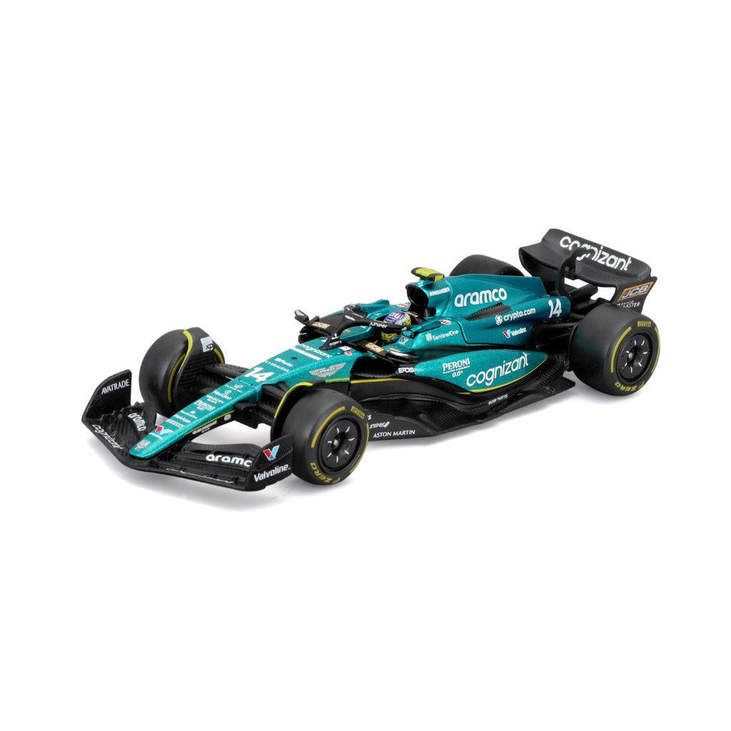 18-38091A Bburago - Aston Martin AMR23 #14 (Alonso), avec casque - 1:43