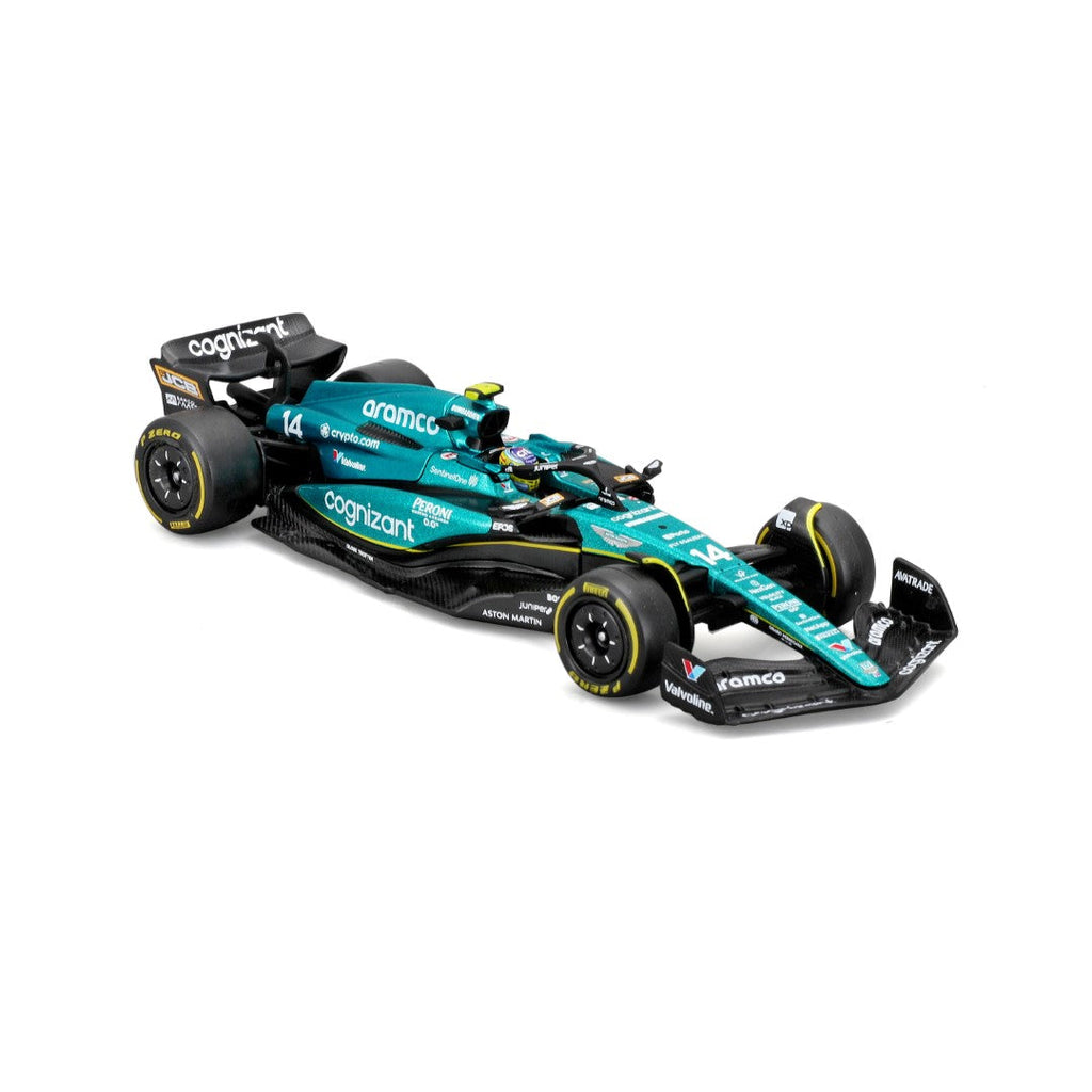 18-38091A Bburago - Aston Martin AMR23 #14 (Alonso), avec casque - 1:43
