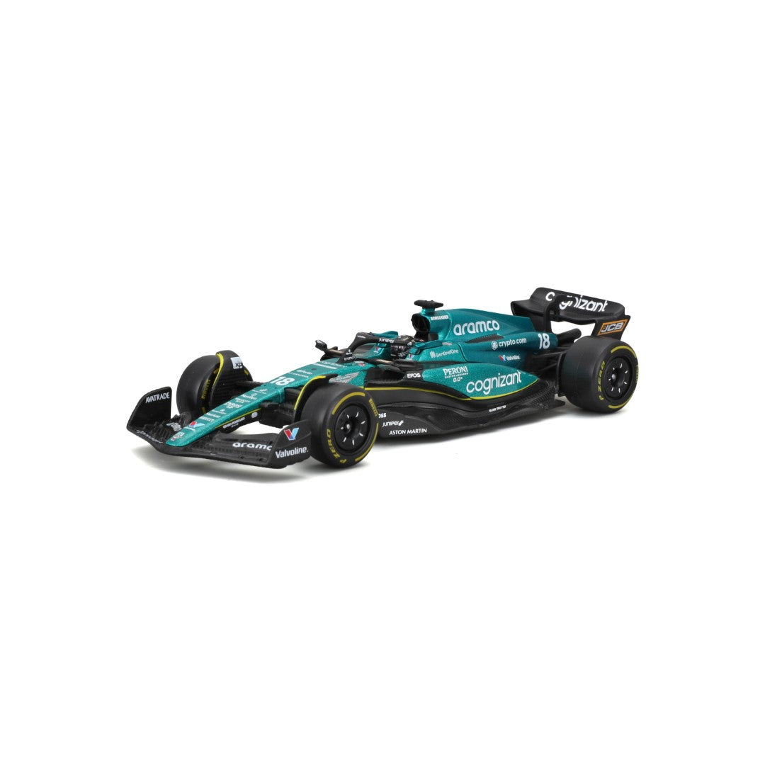 18-38091A Bburago F1 Aston Martin AMR23 n°18 Stroll avec casque - 1:43