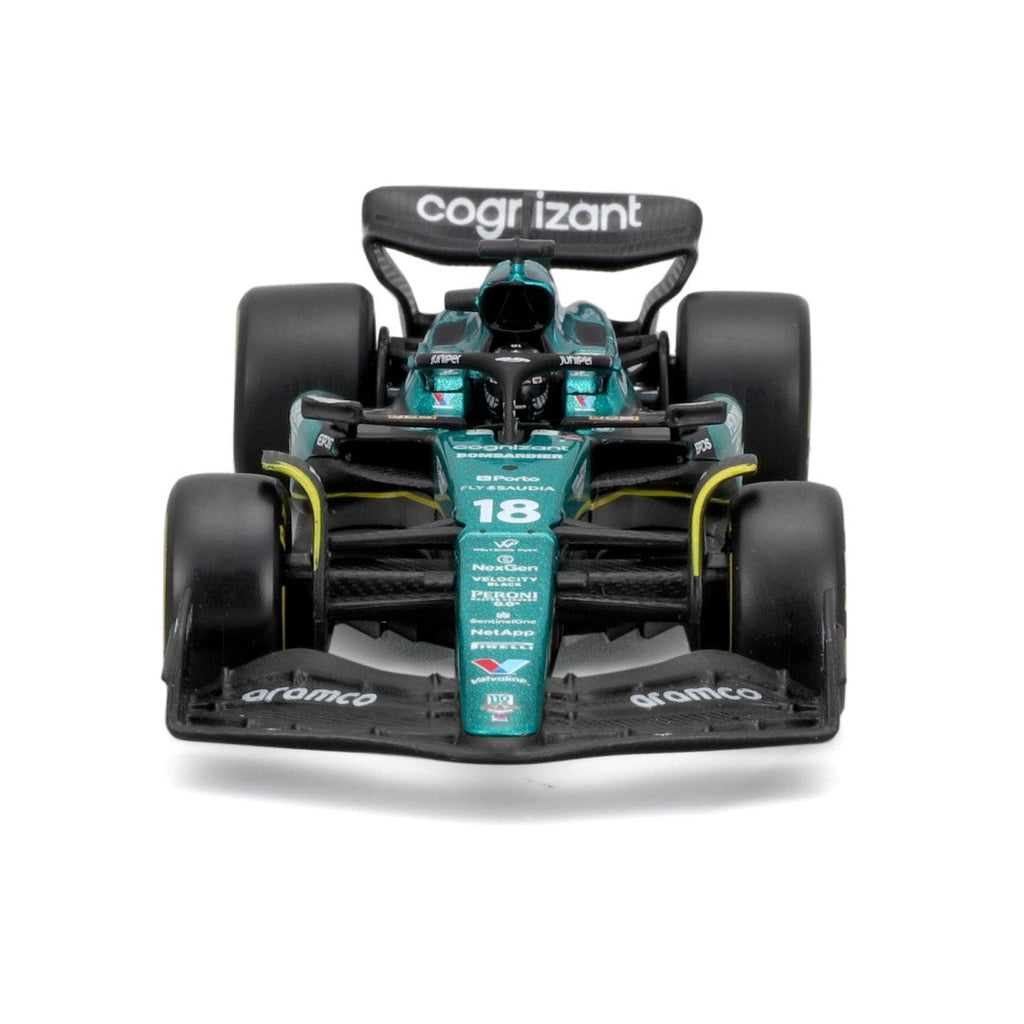 18-38091A Bburago F1 Aston Martin AMR23 n°18 Stroll avec casque - 1:43
