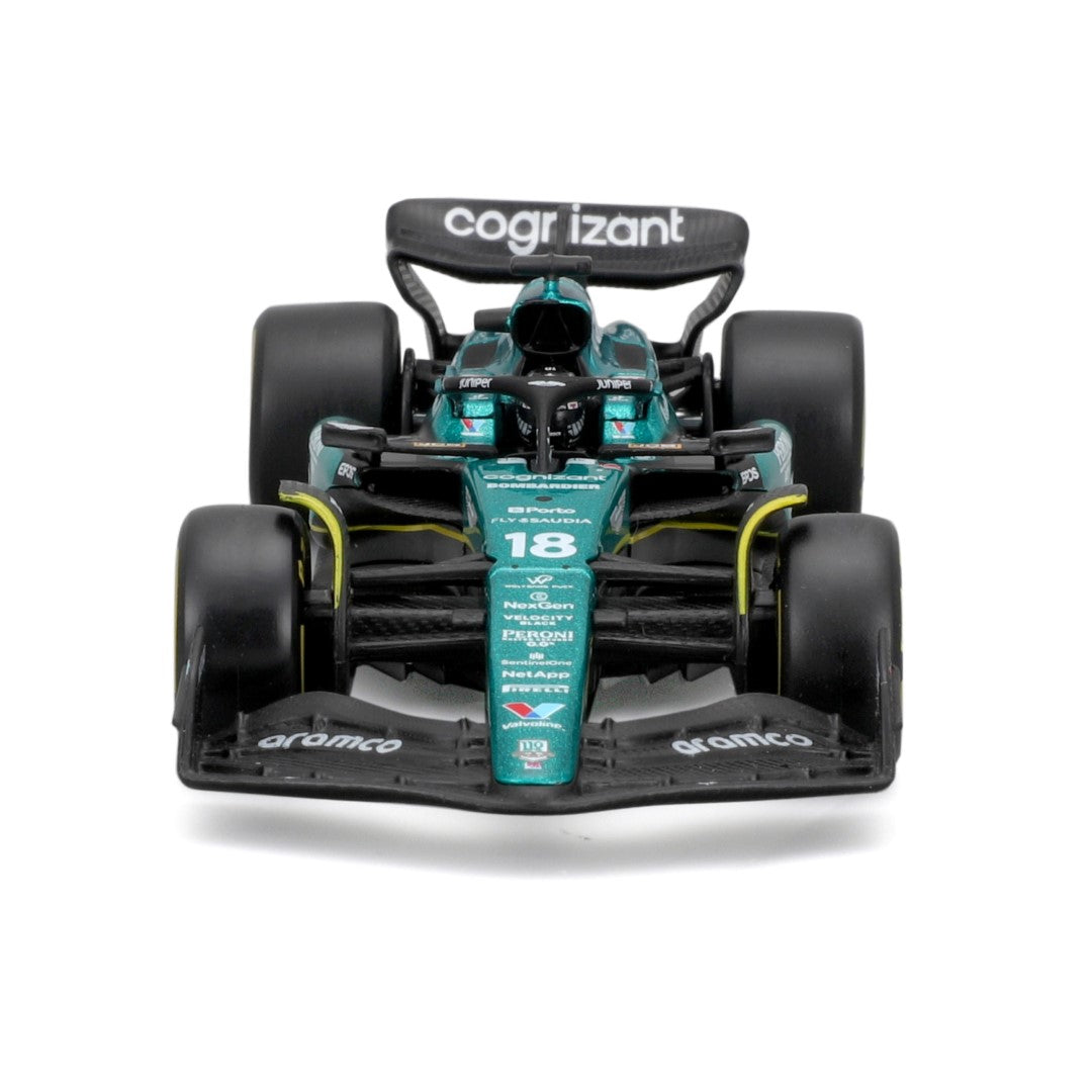 18-38091A Bburago F1 Aston Martin AMR23 n°18 Stroll avec casque - 1:43