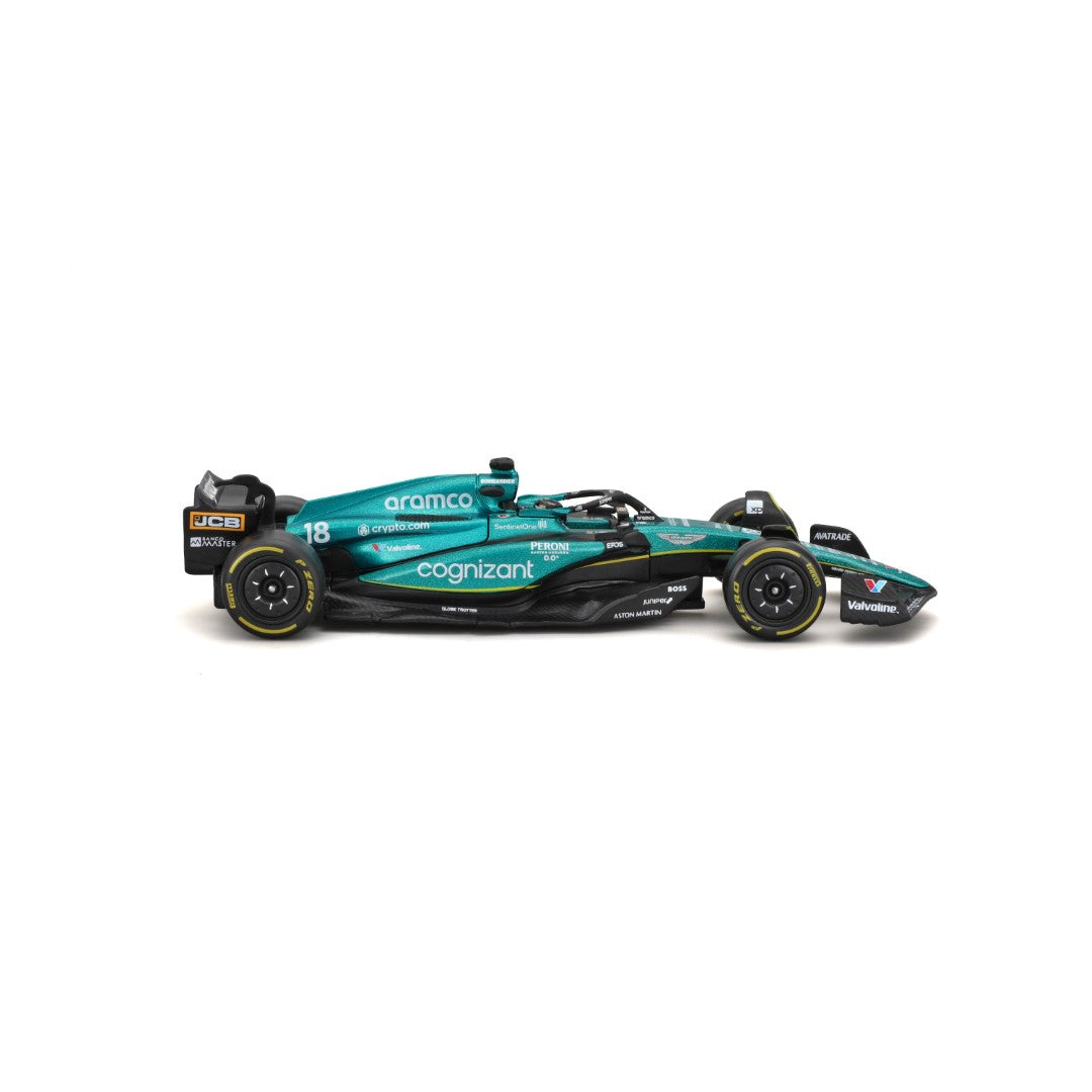 18-38091A Bburago F1 Aston Martin AMR23 n°18 Stroll avec casque - 1:43