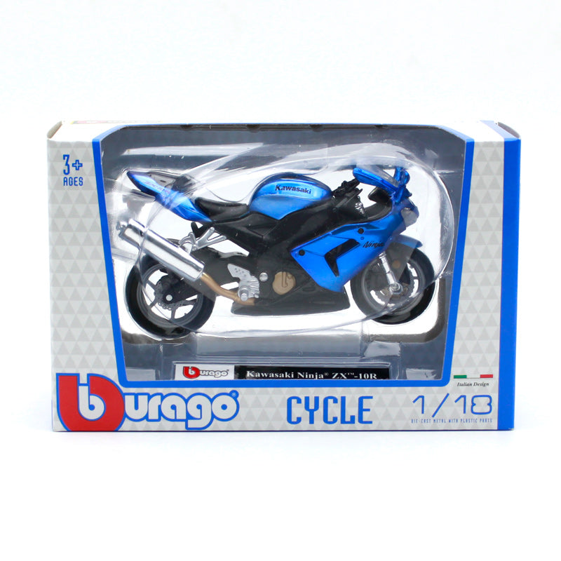 18-51030 Bburago - Kawasaki Ninja ZX-10R, bleu - Échelle 1:18