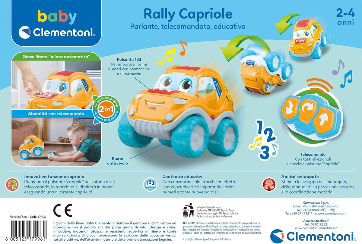 17996.1 Clementoni Baby Rally Capriole Voiture Télécommandée Éducative