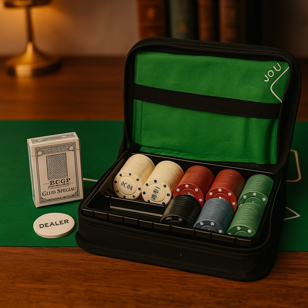 2S DM121 Ensemble Casino de Voyage avec Pochette 150 Jetons, Cartes et Tapis