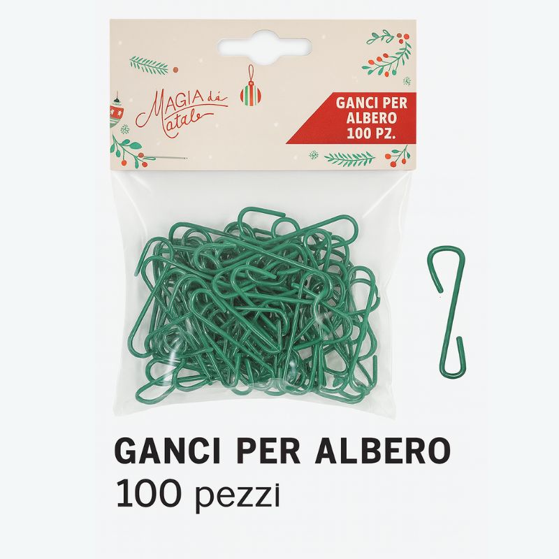 100 pièces de crochets en plastique verts pour décorer le sapin de Noël