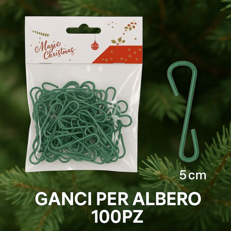 100 pièces de crochets en plastique verts pour décorer le sapin de Noël
