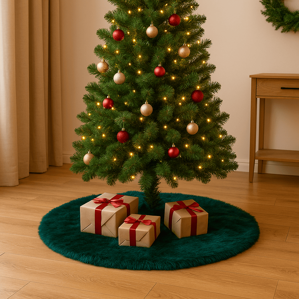 2S Tapis de Protection pour Pied de Sapin en Fourrure Verte Ø 80 cm TREE-SKIR