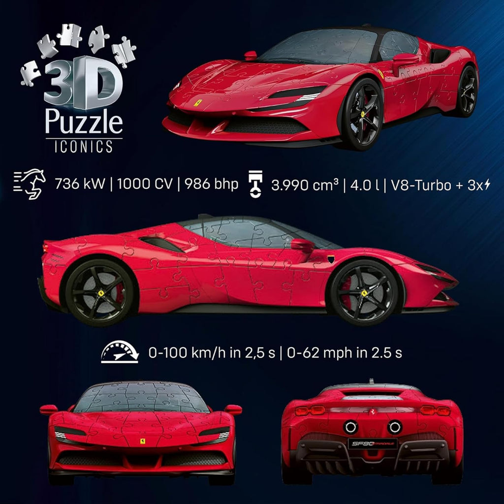 12008041 Puzzle 3D Ravensburger Ferrari SF90 Stradale Voiture de sport
