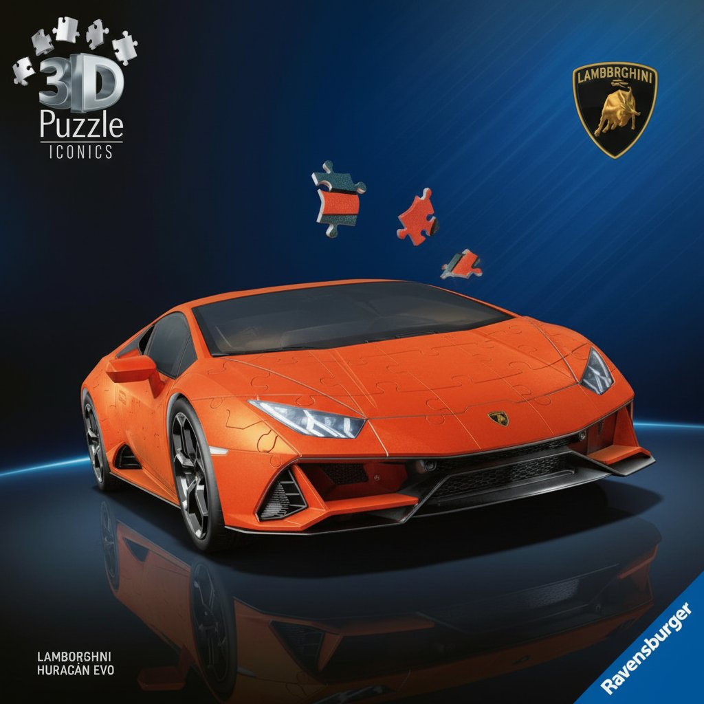12008052 Puzzle 3D Ravensburger Lamborghini Huracán EVO Arancio modèle réduit de voiture